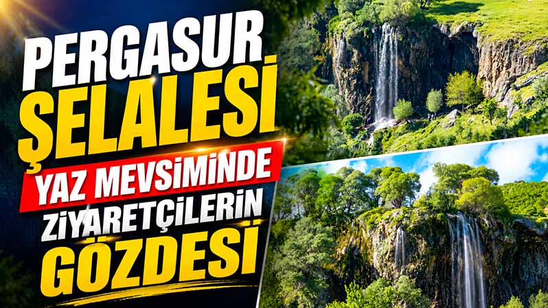 Bingöl’deki Pergasur Şelalesi ve çevresindeki yemyeşil doğal manzara